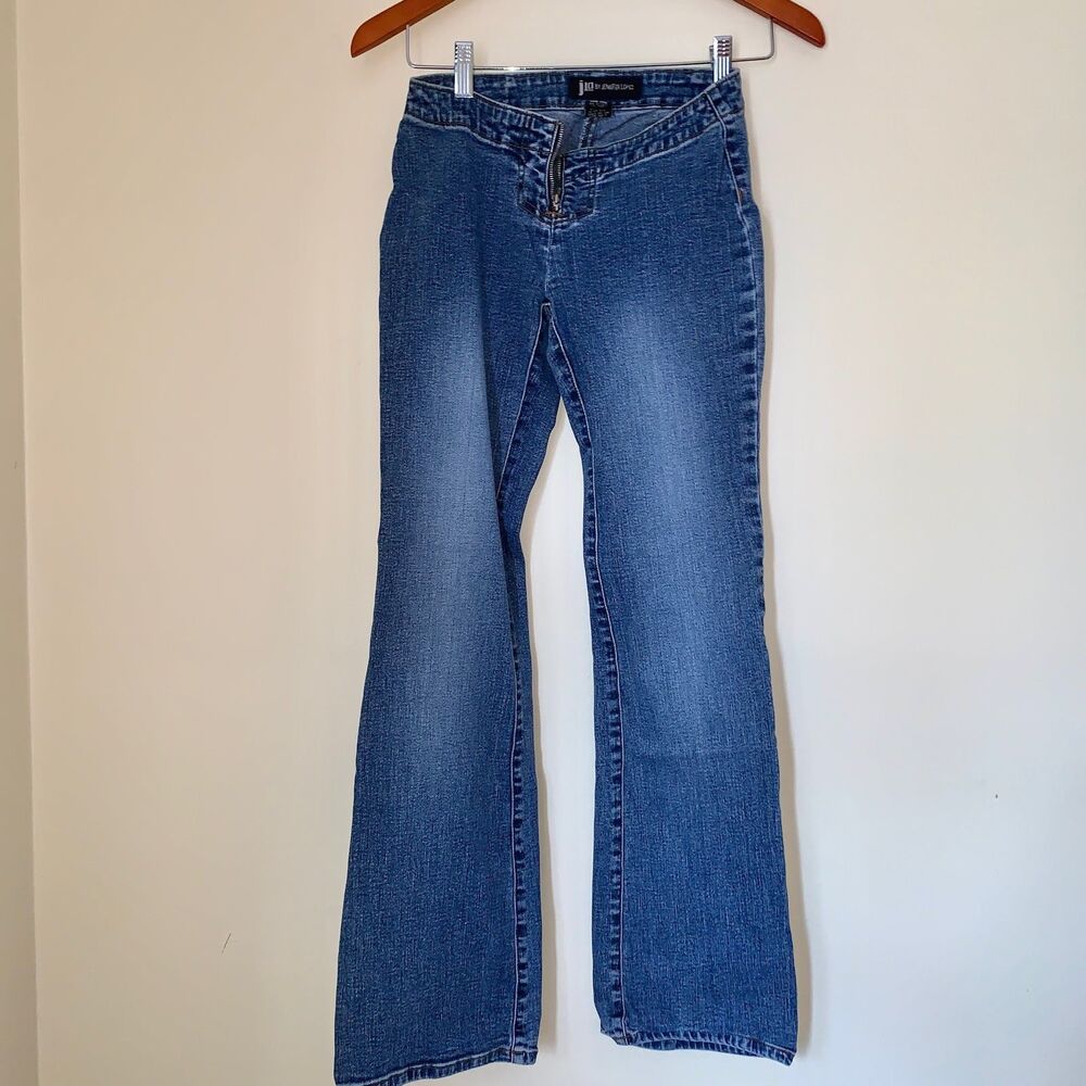 JLO Jennifer Lopez Skinny Sz 1 zip fromt  Denim Blue Jeans